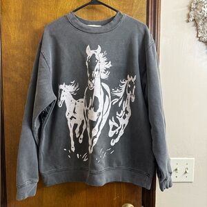 Free people x Tricia Fix running horses crewneck